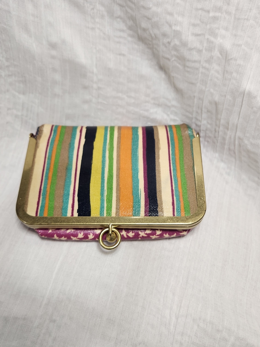 Fossil Multicolor Striped Women's Makeup Bag with Kiss Lock